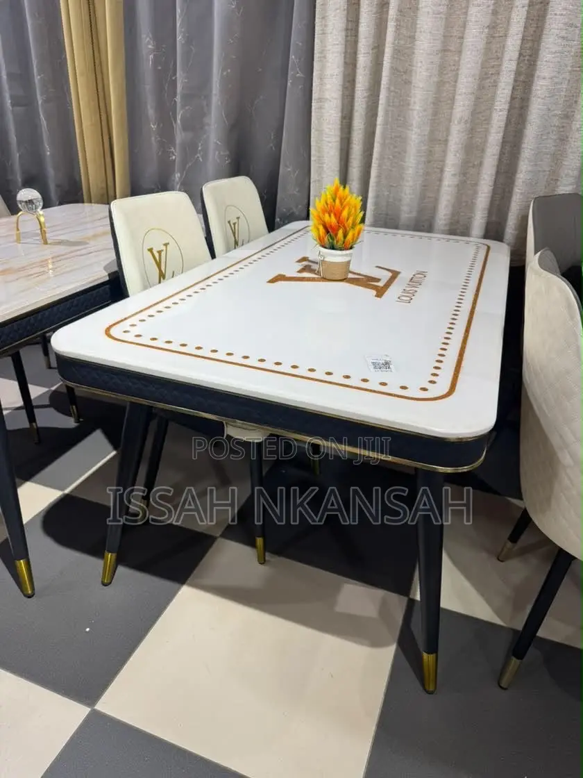 White Marble Dining Set 6 Chairs