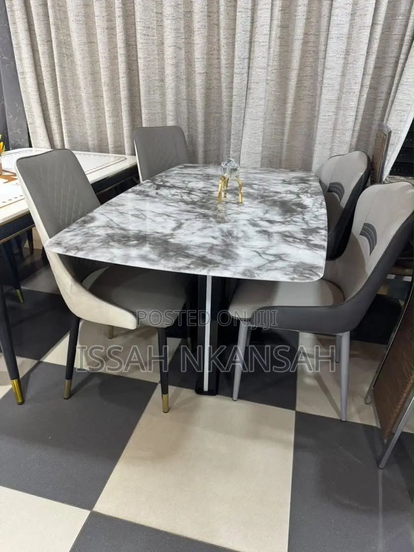 White Marble Dining Set 6 Chairs