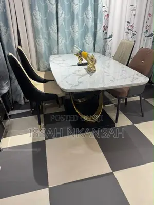 White Marble Dining Set 6 Chairs