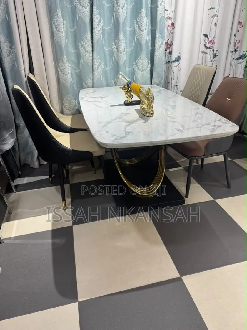 White Marble Dining Set 6 Chairs