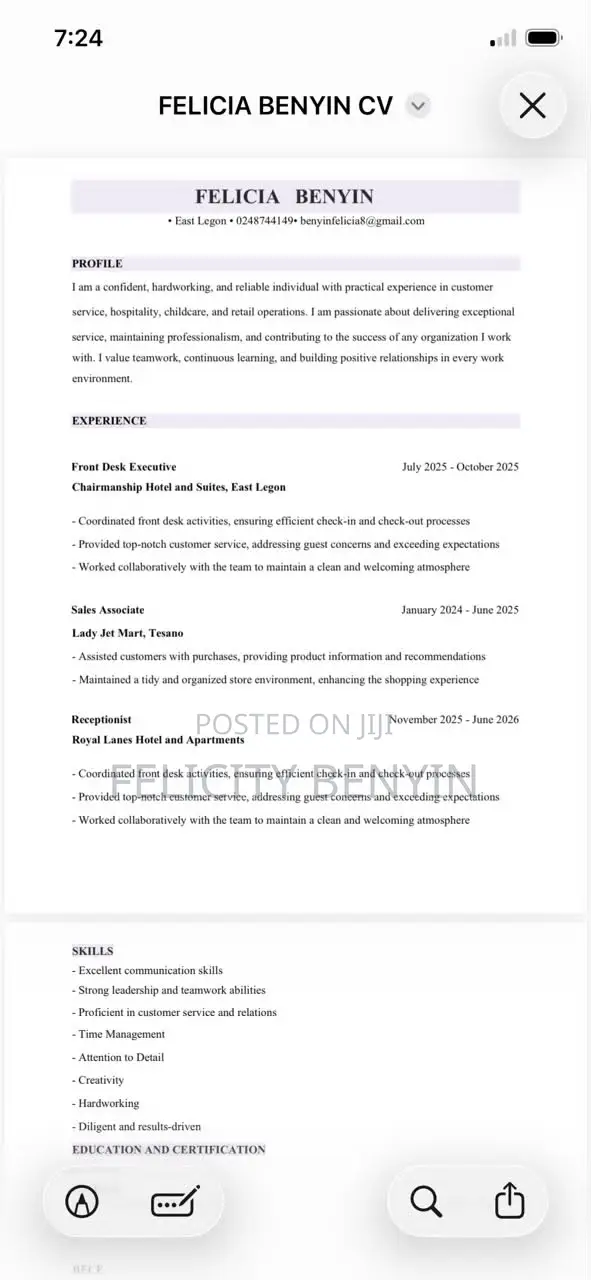 Hotel Administrator and Receptionist