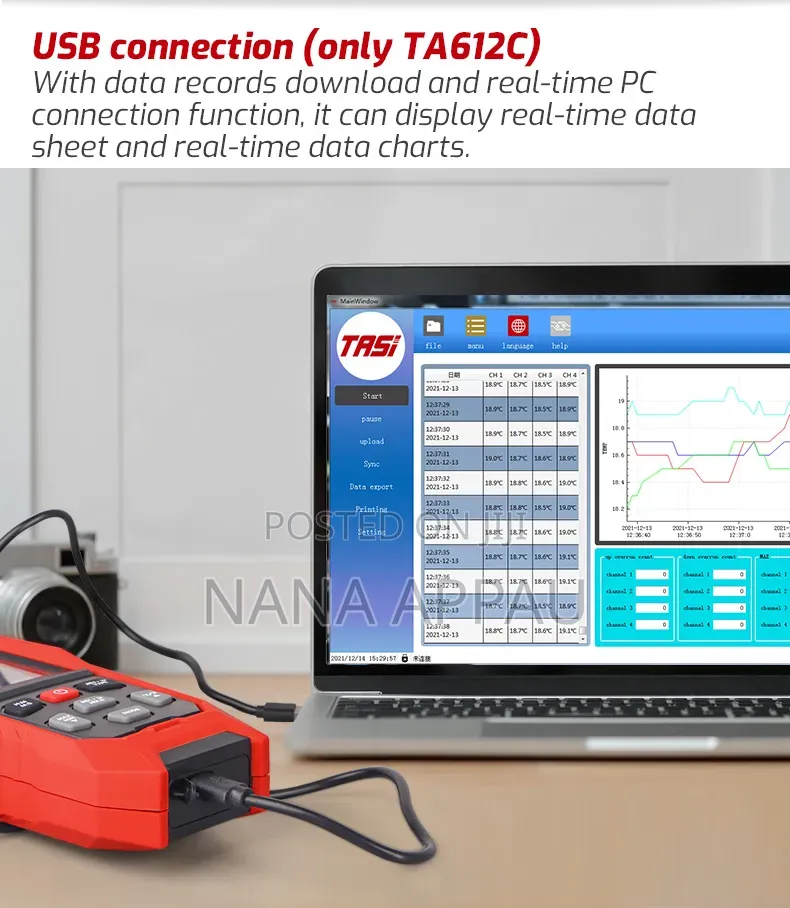 4-Channel Thermocouple Thermometer Data Logger.
