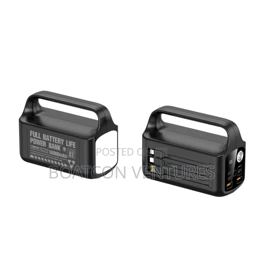 Power Bank With Big Led Flash Light , Torch Light and Phone Cables