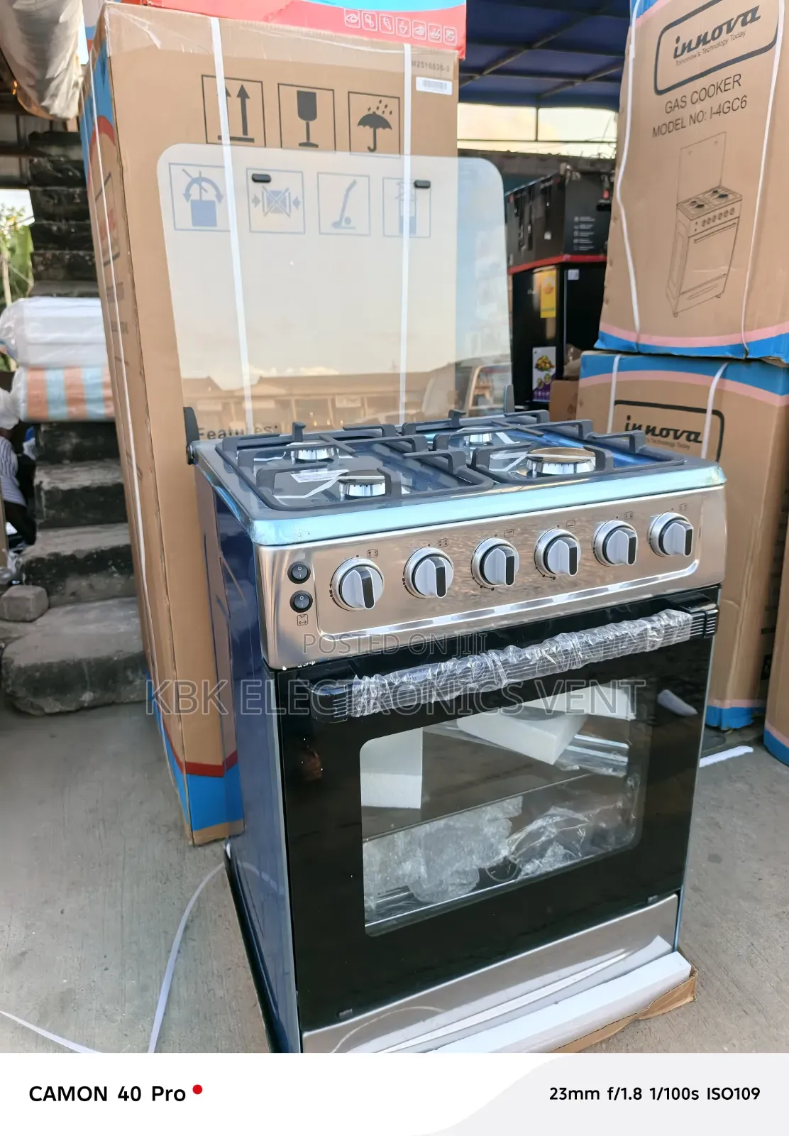 Innova 60*60 4Burner Stainless Steel Oven + Grill + Auto Ignition