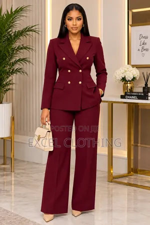 Double Breasted Ladies Blazer Suit