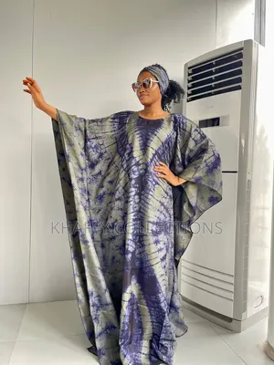 Rich Aunty Bubu Gown - Tie & Dye Kaftan + Scarf - Pay on Delivery