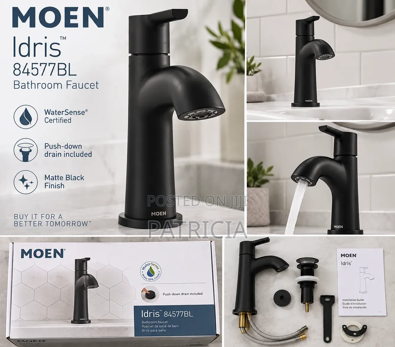 Moen Idris 84577BL Matte Black Bathroom Faucet – Brand New