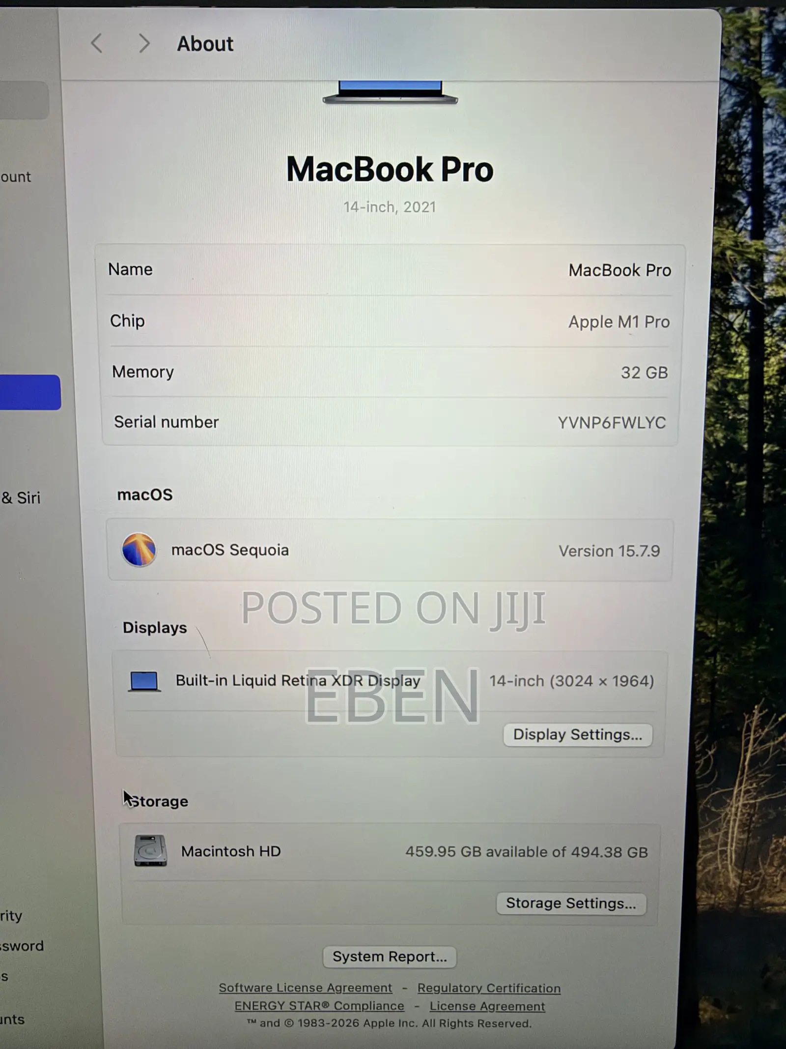 Laptop Apple MacBook Pro 2021 M1 32GB Apple M1 Pro SSD 512GB