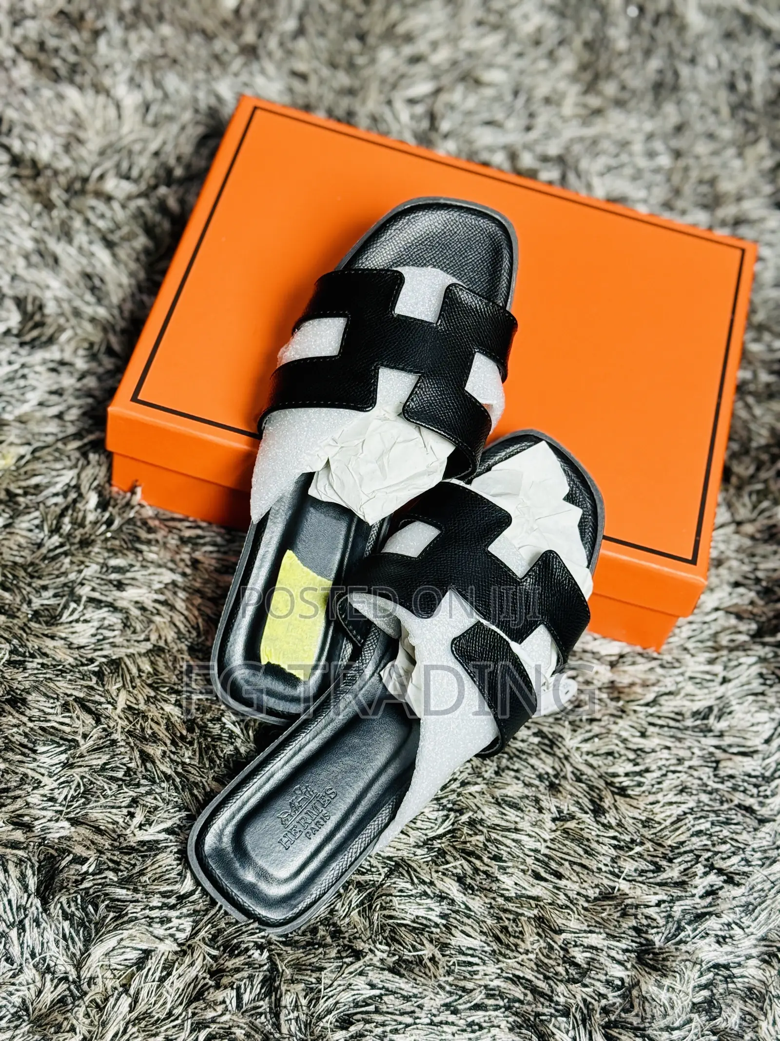 Hermes Slippers _ Ladies Black Slippers