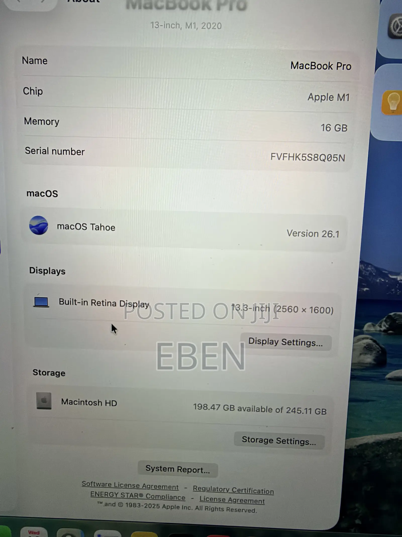 Laptop Apple MacBook Pro 2020 M1 16GB Apple M1 SSD 256GB
