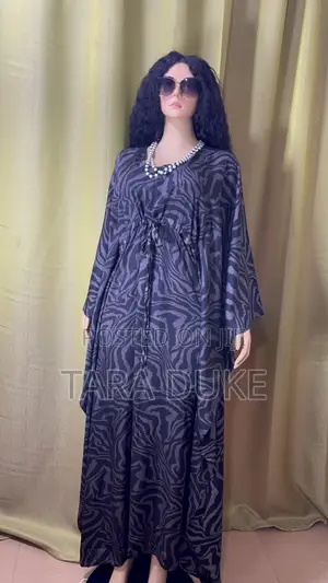Zebra Print Kaftan Maxi Dress