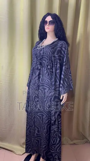 Zebra Print Kaftan Maxi Dress