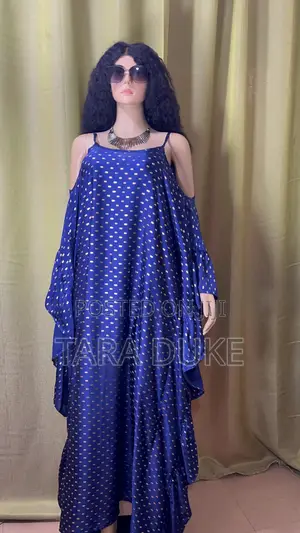 Royal Blue Gold Cold-Shoulder Kaftan