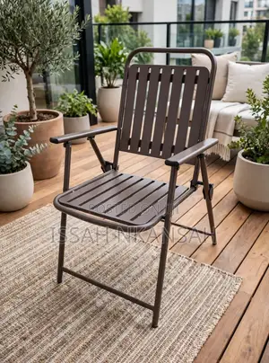Brown Slatted Outdoor Folding Chair