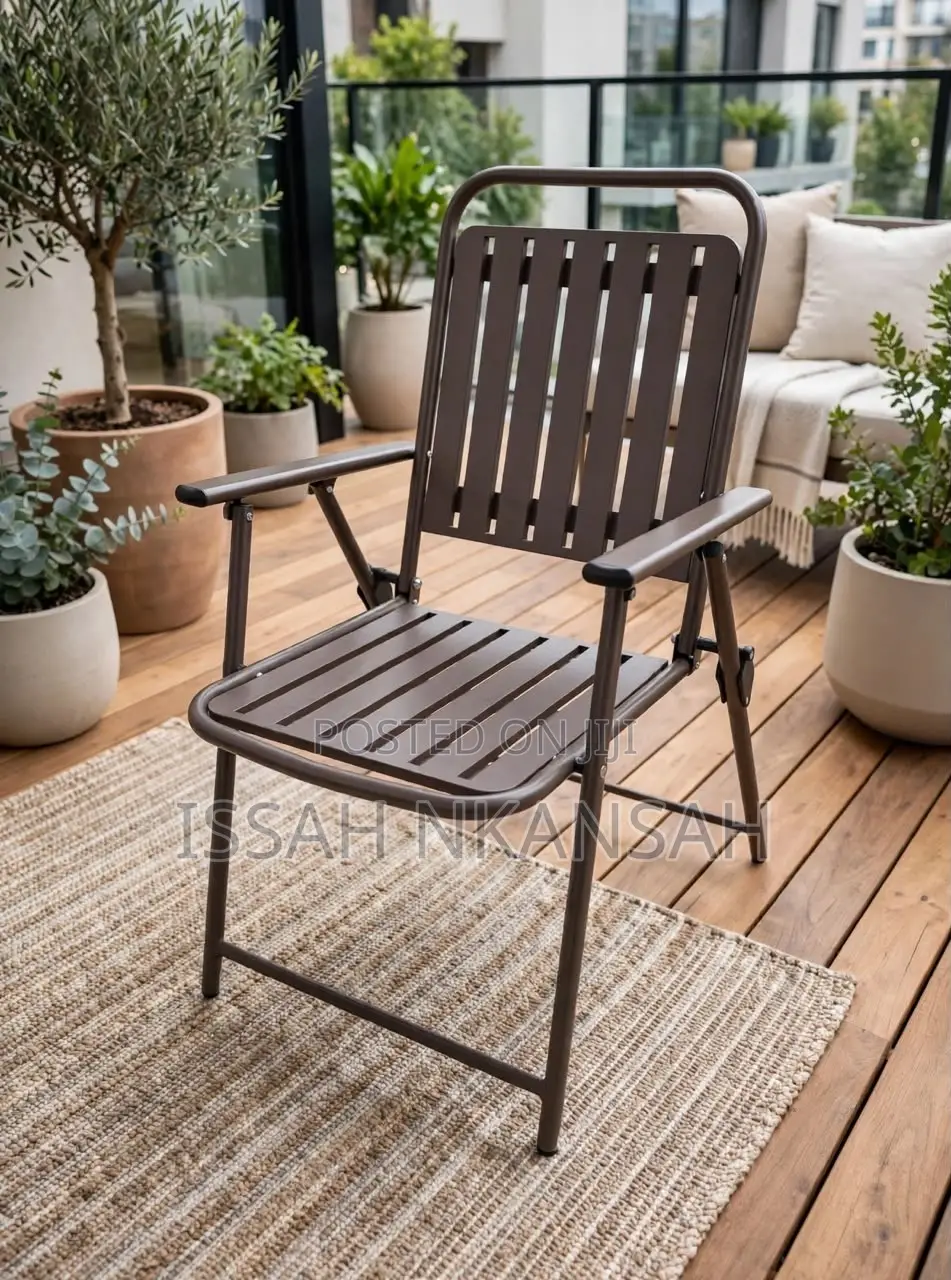 Brown Slatted Outdoor Folding Chair