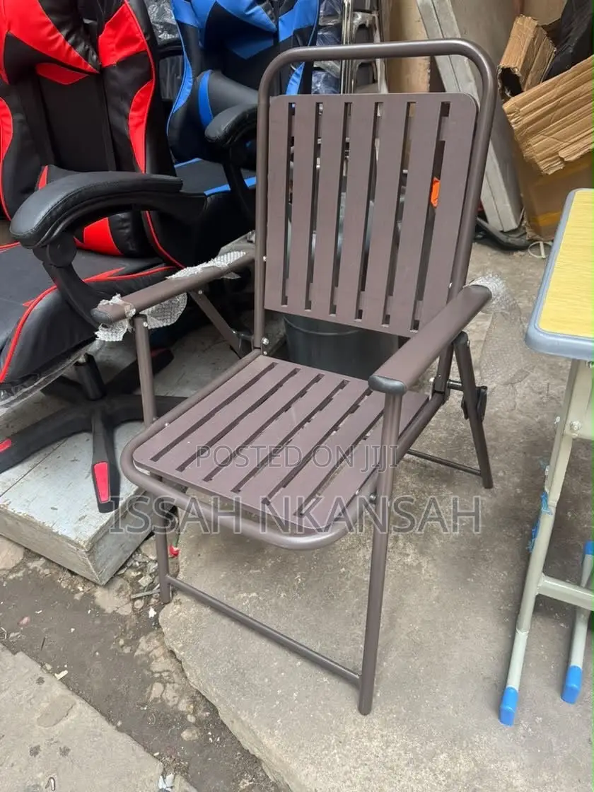Brown Slatted Outdoor Folding Chair