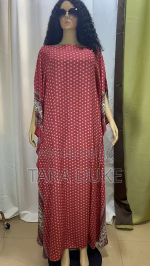 Red Polka Dot Border Print Kaftan