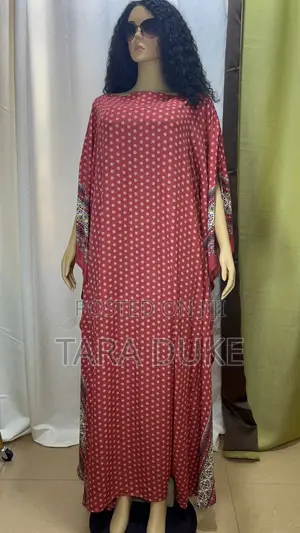 Red Polka Dot Border Print Kaftan