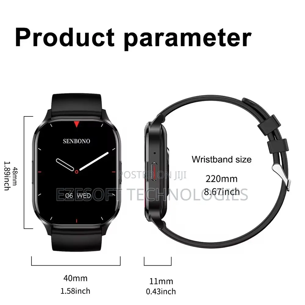 SENBONO Air3 Smart Watch AMOLED HD Display, Bluetooth Calling