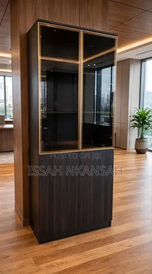Tall Black Glass Bookcase