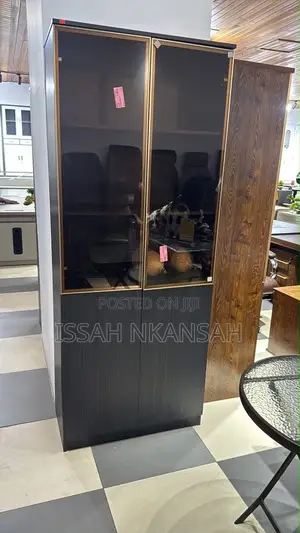 Tall Black Glass Bookcase