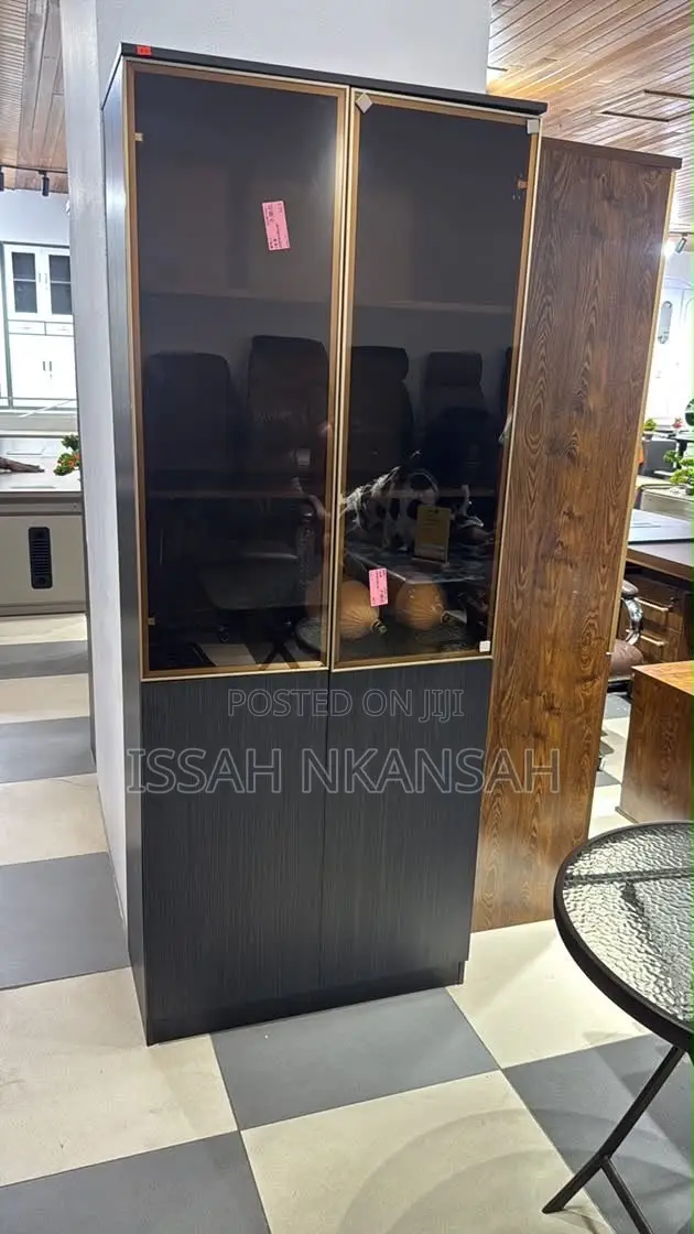 Tall Black Glass Bookcase