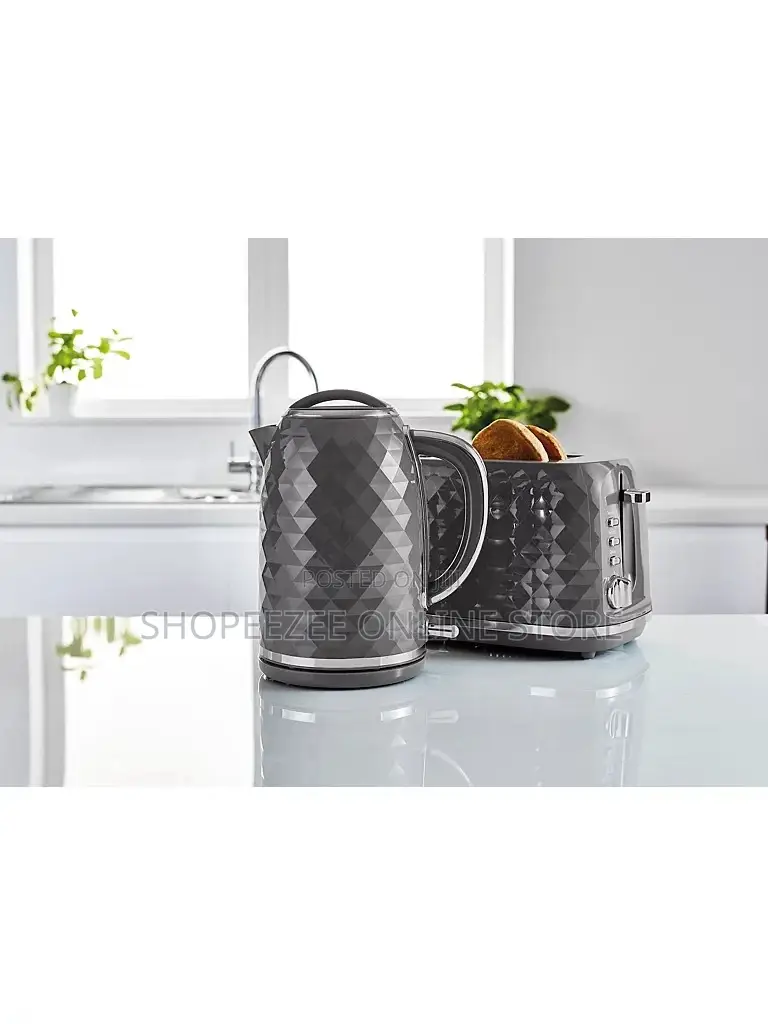 Grey Fast Boil Textured Kettle 1.7L & Textured 2 Slice Toaster Set