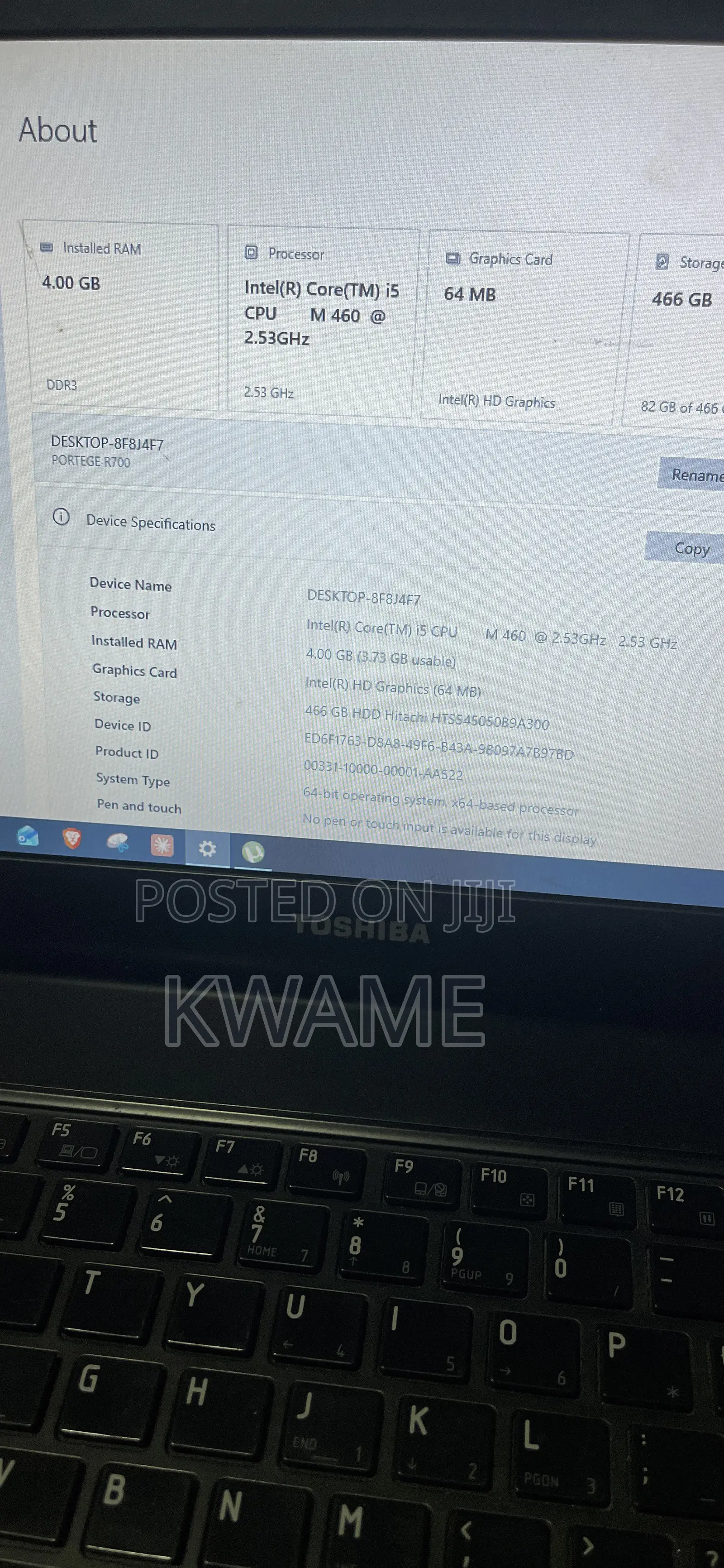 Laptop Toshiba Portege R700 4GB Intel Core i3 HDD 500GB