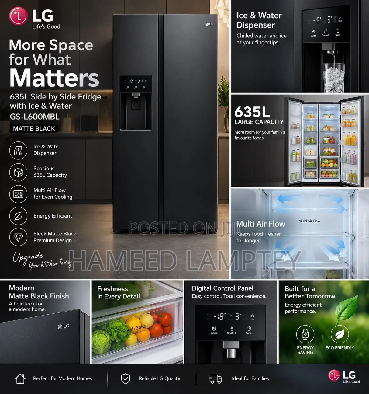 LG 635L Side by Side Fridge
