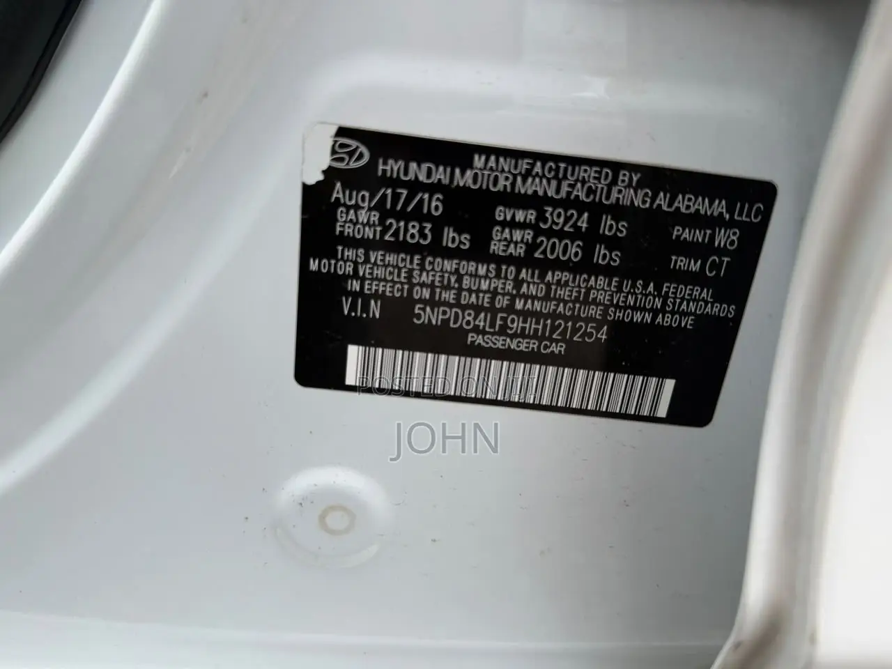 Hyundai Elantra SE Sedan FWD (2.0L 4cyl 6M) 2017 White