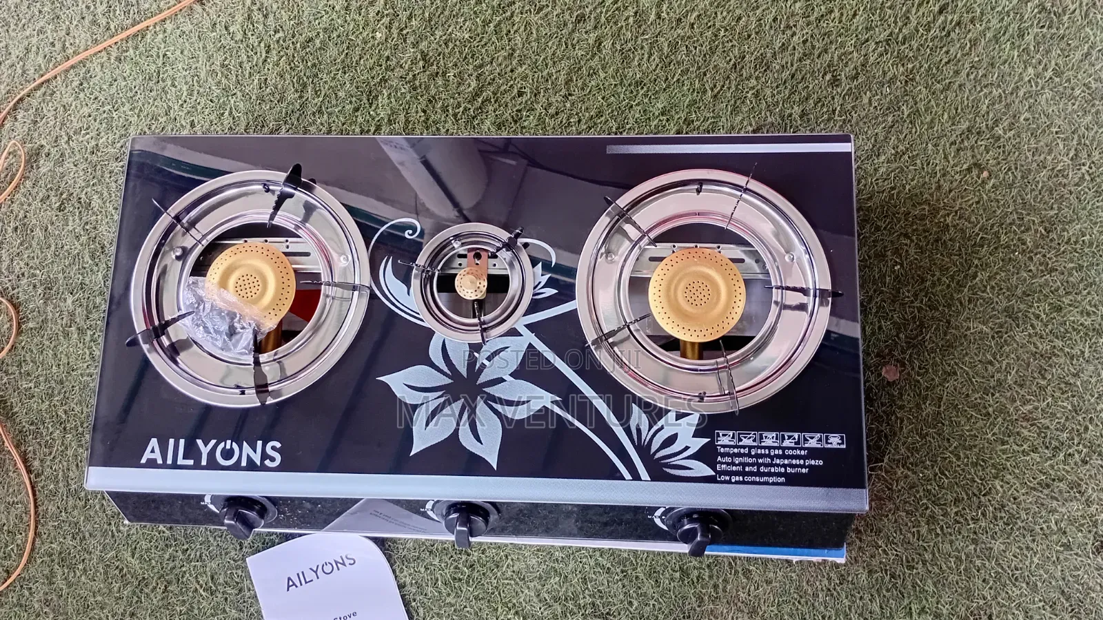 Ailyons 3in1 Table Top Stove – Elegant Glass Top Auto Ignition 3 Gas
