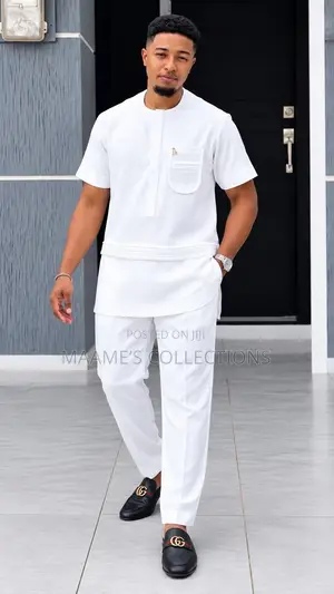 Men's Two-Piece Traditional African Senator Suit Set
