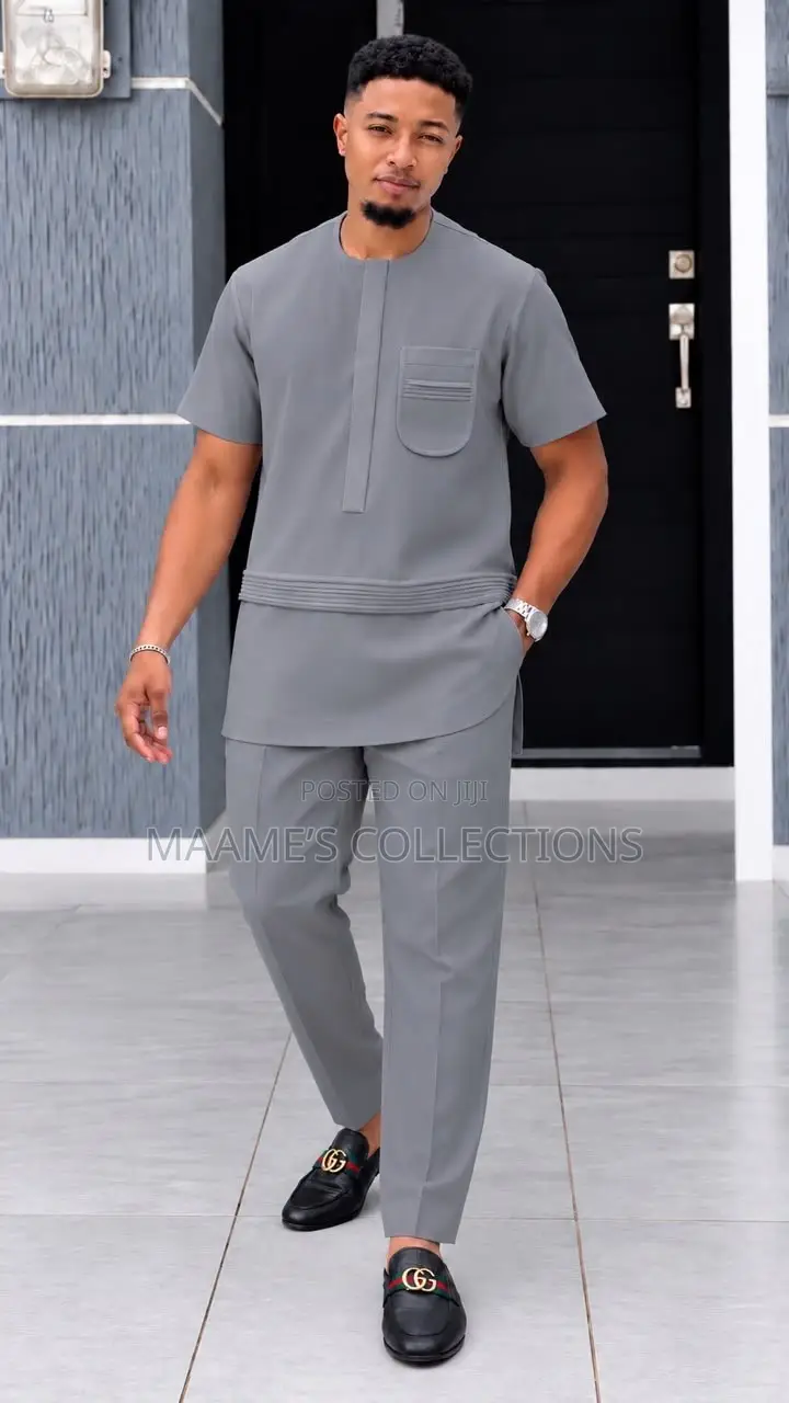 Men's Two-Piece Traditional African Senator Suit Set