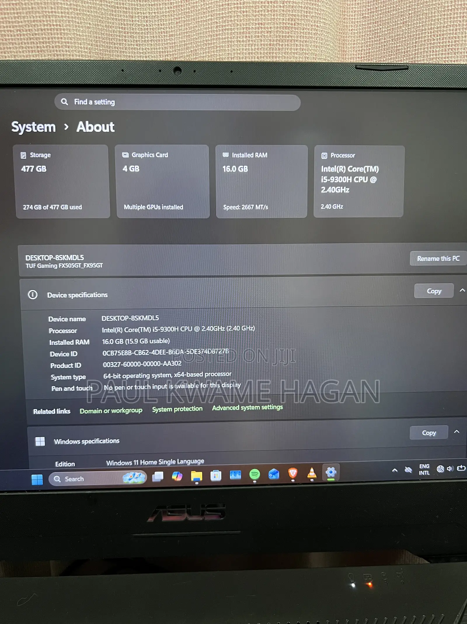 Laptop Asus TUF Gaming FX504 16GB Intel Core i5 SSD 500GB