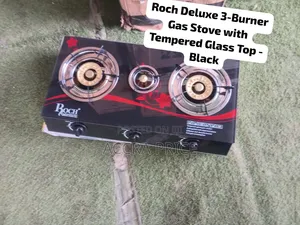Roch Deluxe 3-Burner Gas Stove With Tempered Glass Top – Black Quality