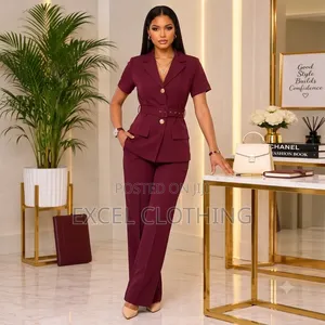 Women’s Belted 2-Piece Suit – Short-Sleeve