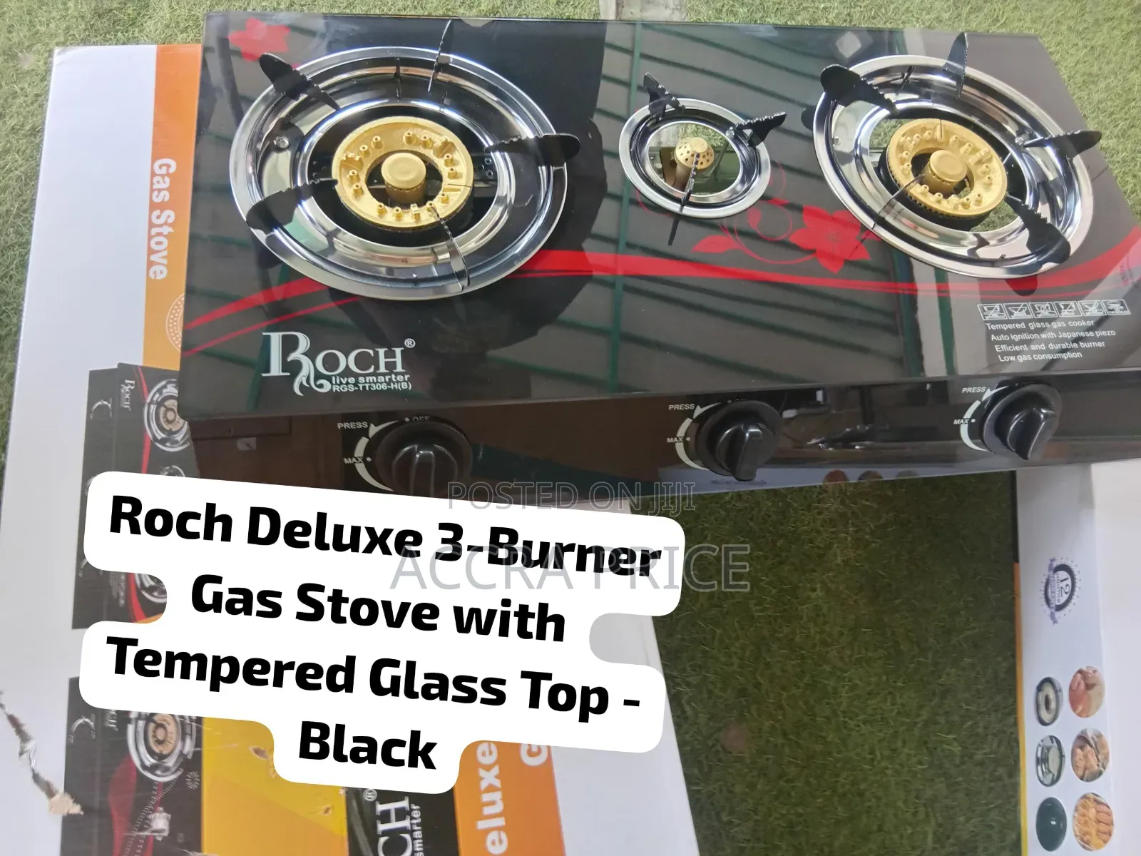 Roch Deluxe 3-Burner Stove – Quality Gas Cooker With Elegant Tempered