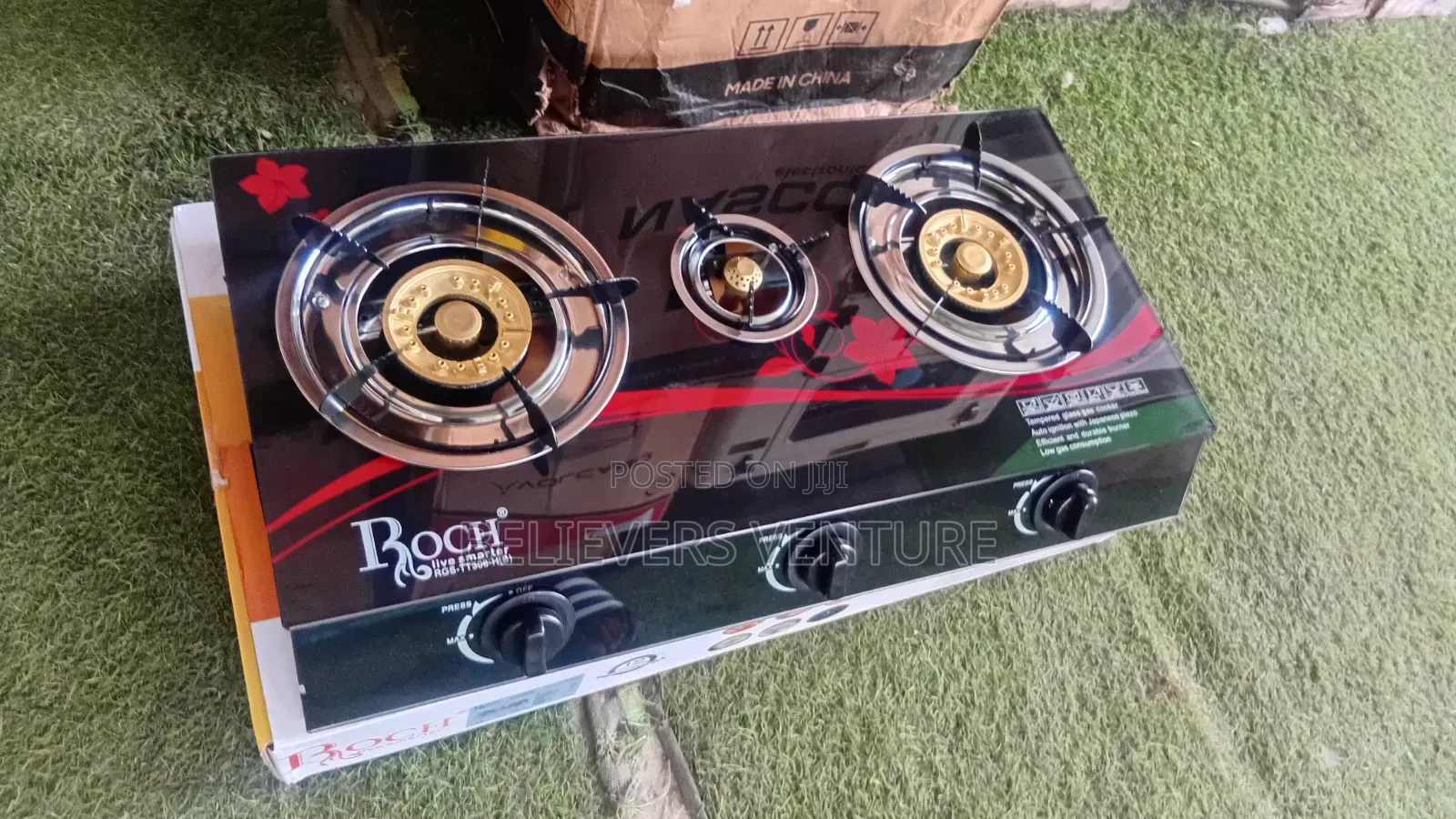 Roch 3 Burners Gas Cooker – Powerful Flame, Easy Cooking