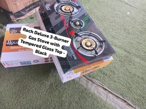 Roch Deluxe 3-Burner Gas Stove – Durable Black Glass Top Quality