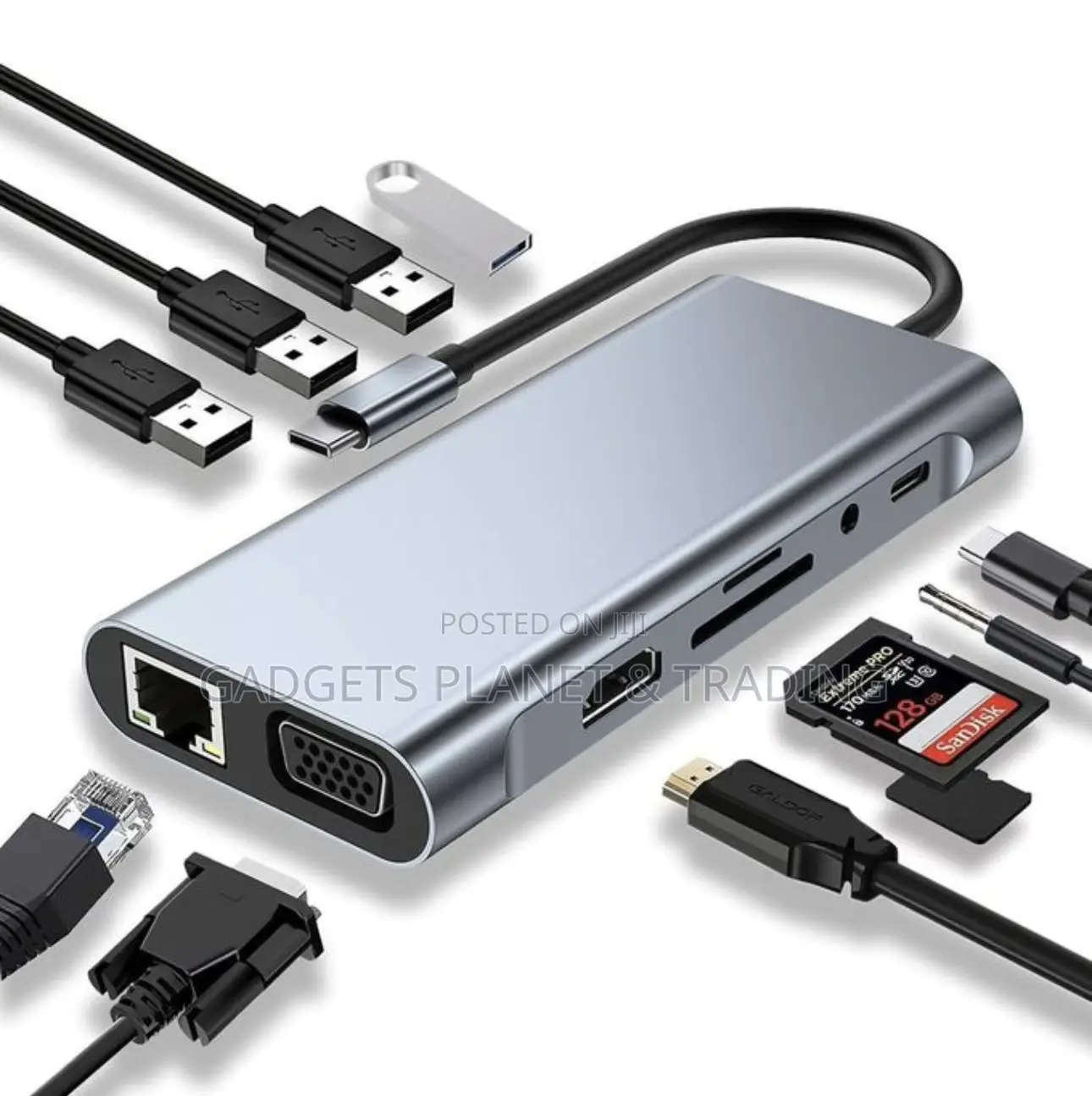 Type-C to HDTV 11-in-1 Multi-Port Adapter Hub HDMI VGA PD Charging