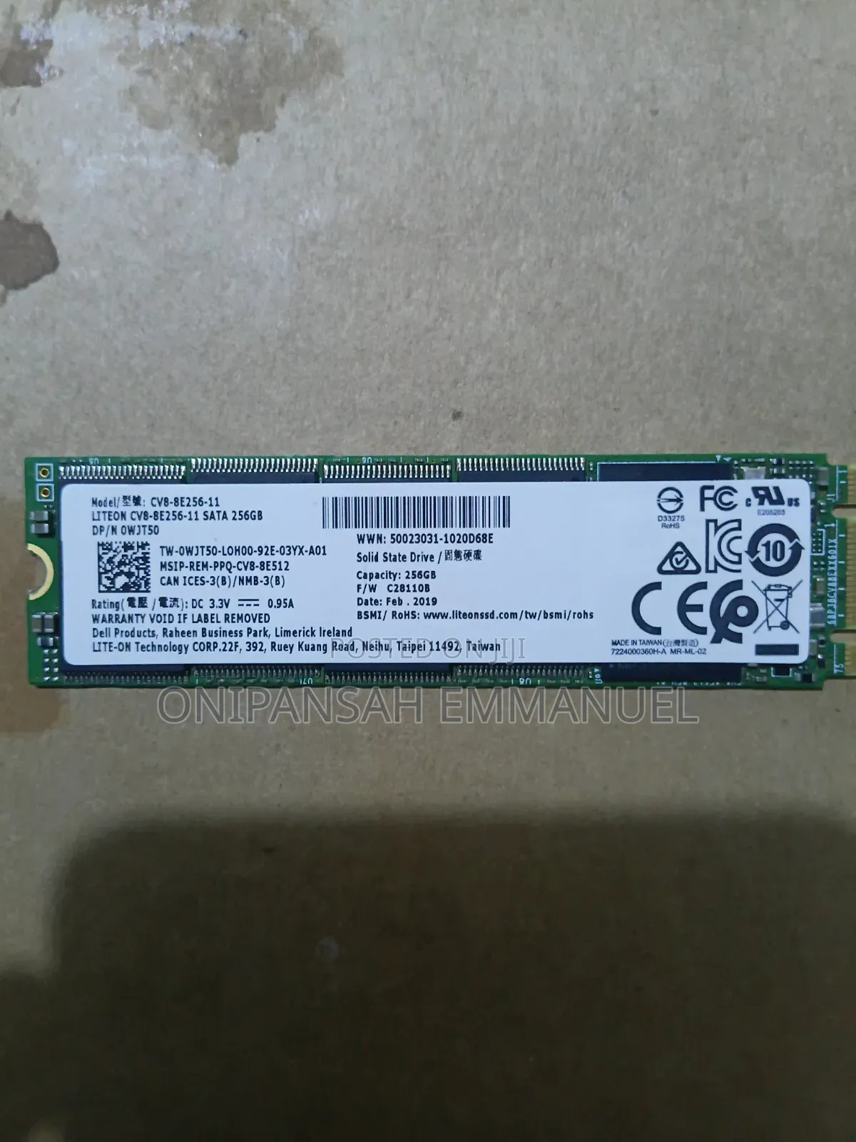 Lite-on 256gb M.2 2280 Sata SSD (Dell Dp/N 0wjt50)
