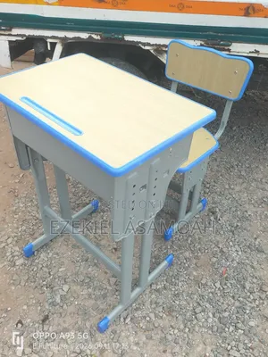 Double Leg School Table and Chair Colour Grey// Blue