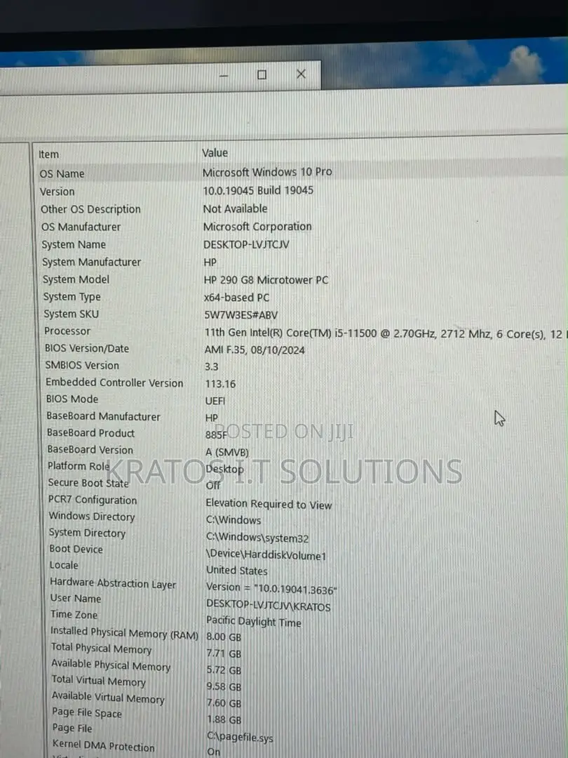 Desktop Computer HP 290 G9 8GB Intel Core i5 HDD+SSD 500GB