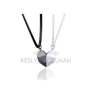 2-Piece Couple Stainless Steel Heart Pendant Necklace – Black White