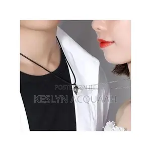 2-Piece Couple Stainless Steel Heart Pendant Necklace – Black White