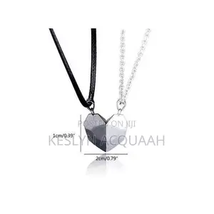 2-Piece Couple Stainless Steel Heart Pendant Necklace – Black White