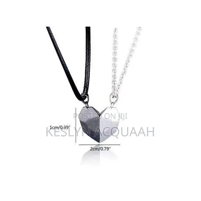 2-Piece Couple Stainless Steel Heart Pendant Necklace – Black White