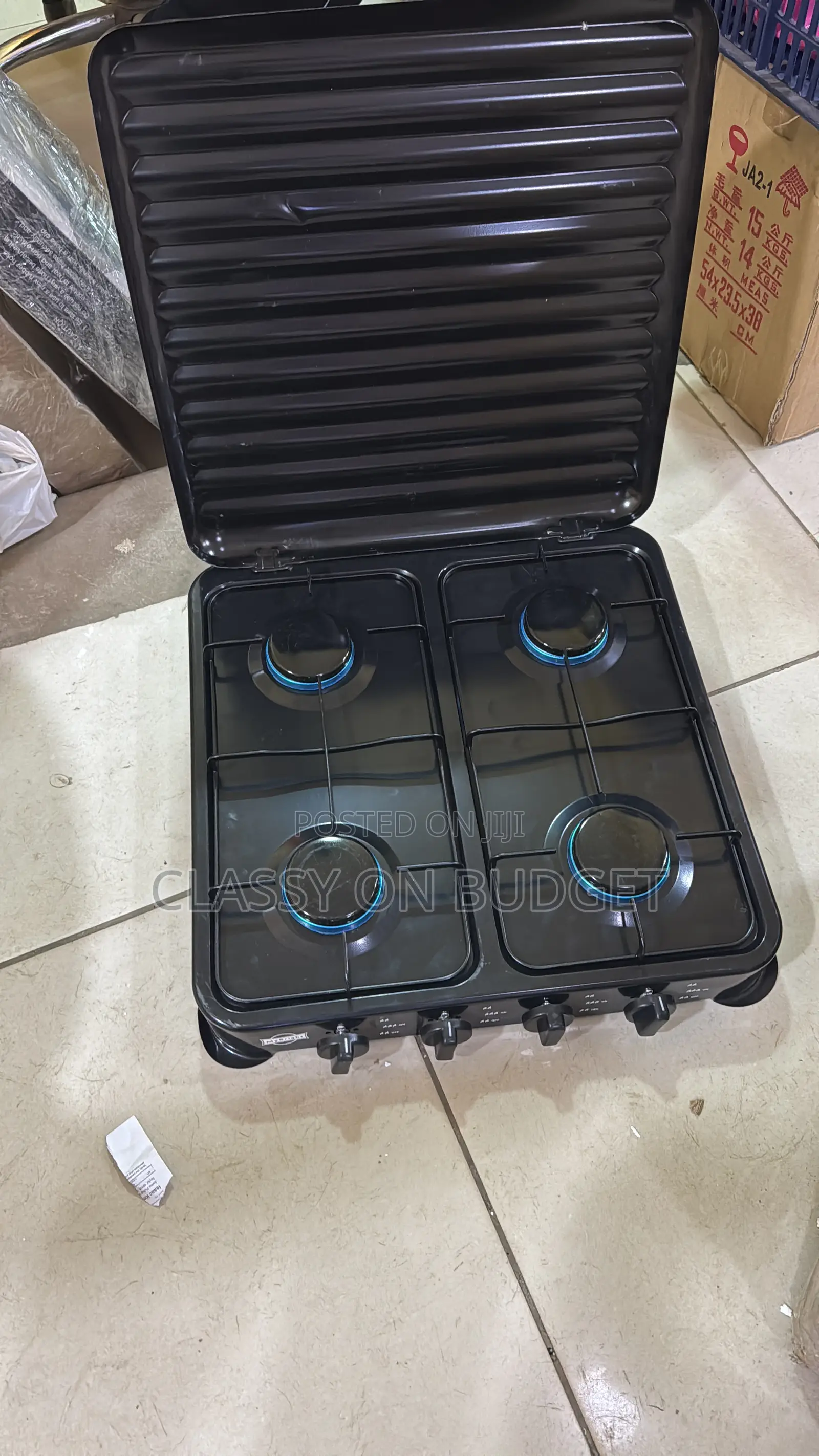 4 Burner Gas Stove, Table Top- Black