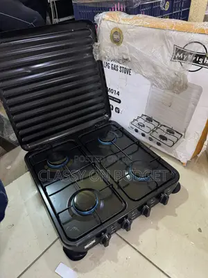 4 Burner Gas Stove, Table Top- Black