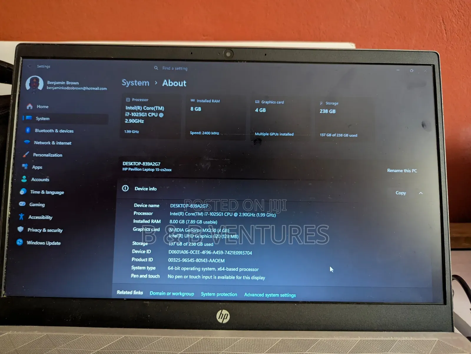 Laptop HP Pavilion 15 8GB Intel Core i7 SSD 256GB